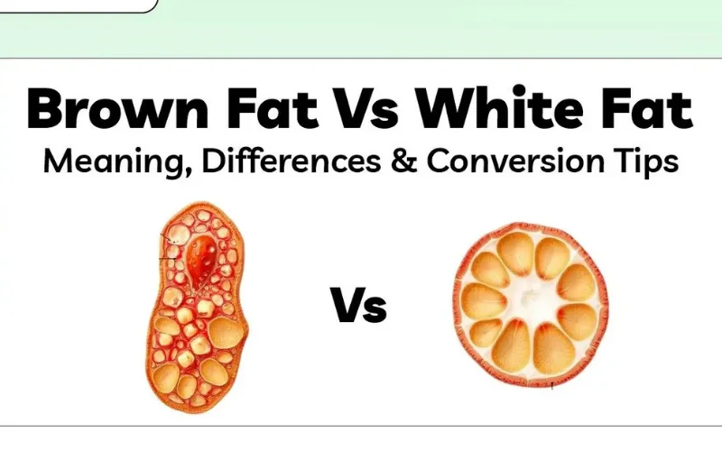 Scientific infographic comparing brown adipose tissue BAT that burns calories versus white fat that stores calories